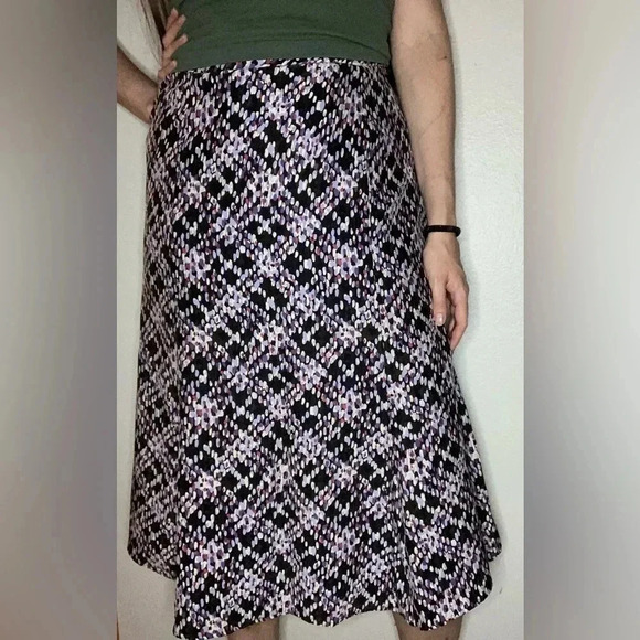 Talbots 100% Silk Patterned Midi Skirt Size 10 Multicolor - Picture 3 of 6